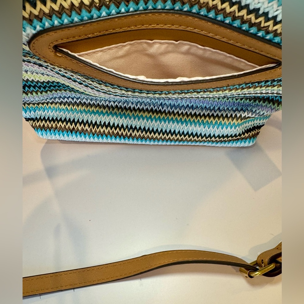 New With Tag Style & Co Straw North South Crossbody Bag In Multicolor Bl… - Picture 4 of 10